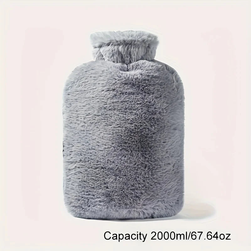 Plush Hot Water Bottle 1L 2L Leakproof Hand Warmer Cramps Relief Winter