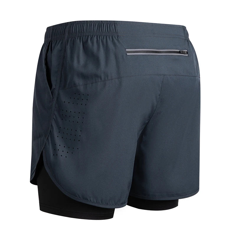 Men’s 2-in-1 Running Shorts Quick Dry Gym Fitness Workout Shorts Summer Sportswear
