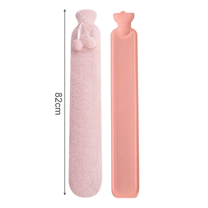 Long Hot Water Bottle Plush Cover Leakproof Body Warmer Neck Back