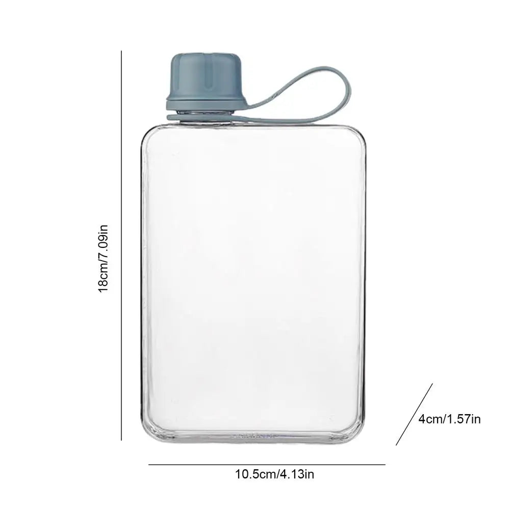 Flat Pocket Water Bottle 500ml – Slim Leakproof Tritan Flask for Travel, Sports & Daily Hydration