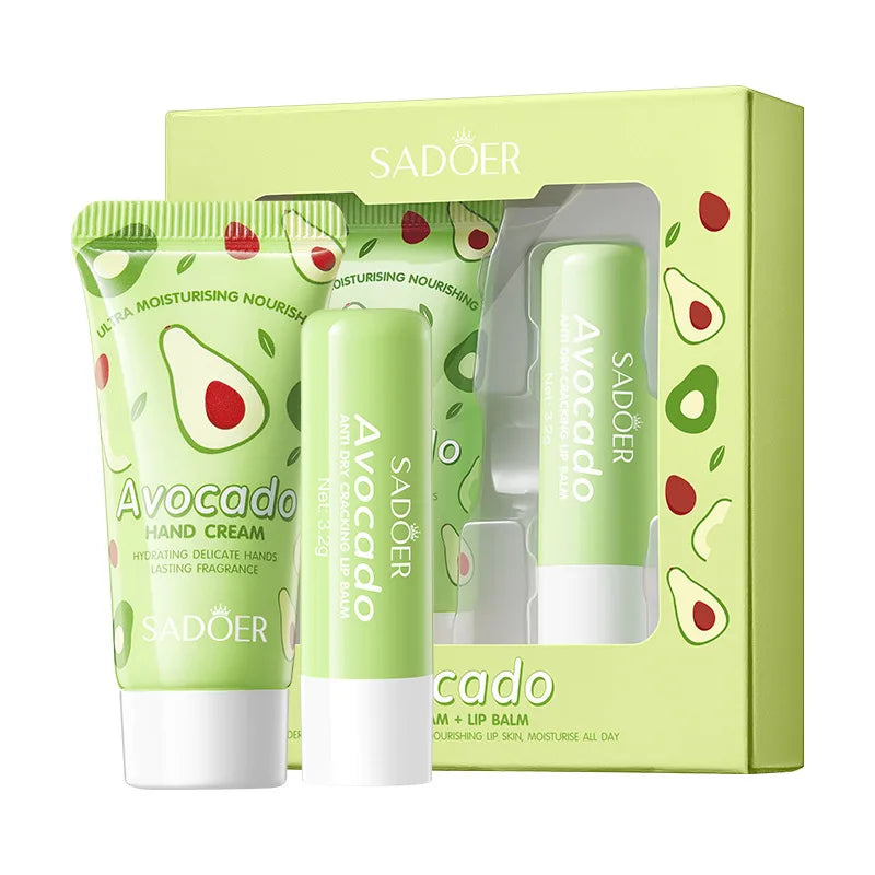 Avocado Hand Cream & Lip Balm Set Hydrating Moisturizing Skincare Gift Set