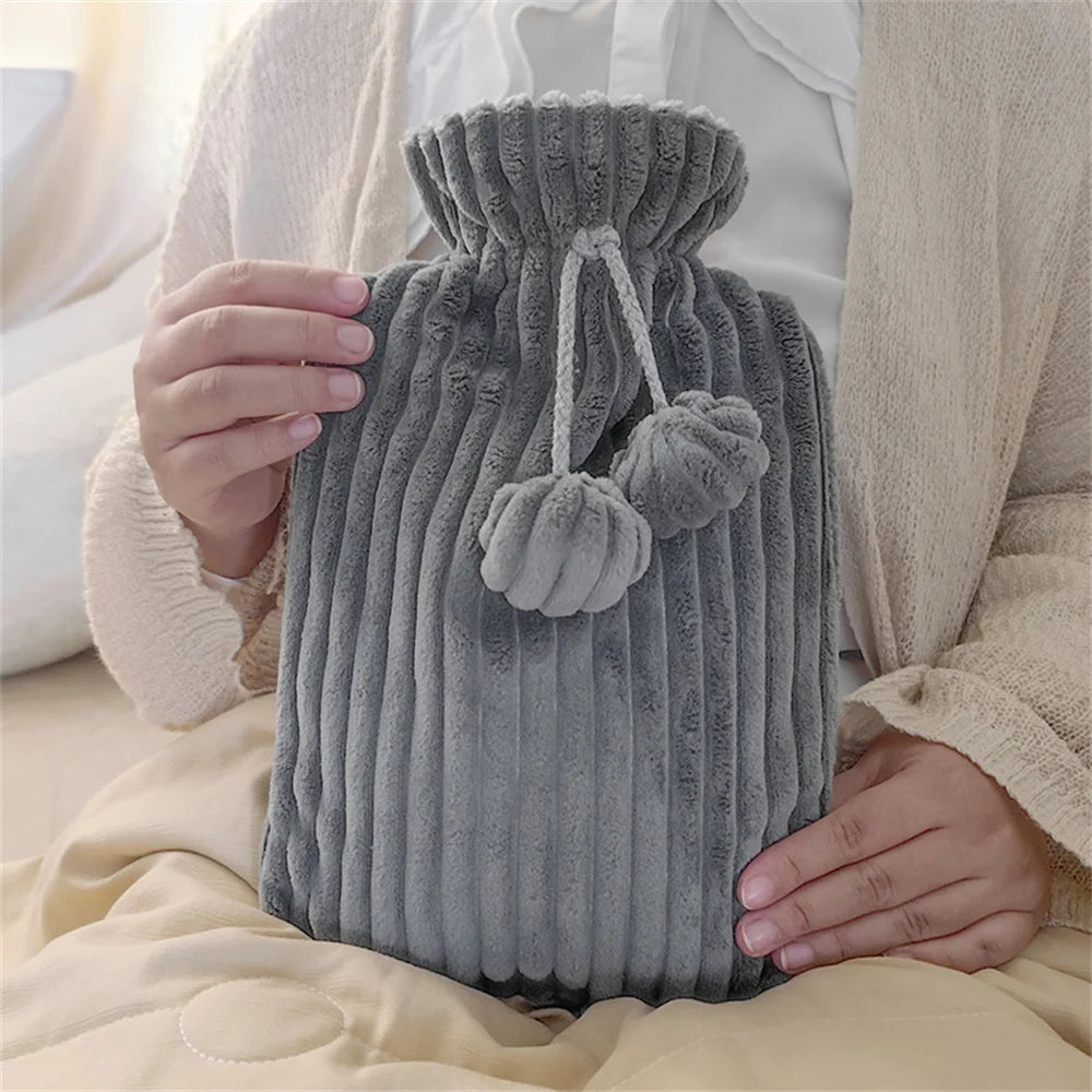 Plush Hot Water Bottle Cover 1L/2L – Removable Faux Fur Fleece Sleeve for Heat Retention & Protection
