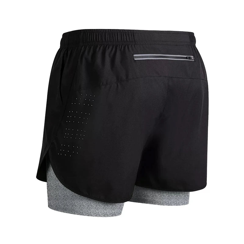 Men’s 2-in-1 Running Shorts Quick Dry Gym Fitness Workout Shorts Summer Sportswear