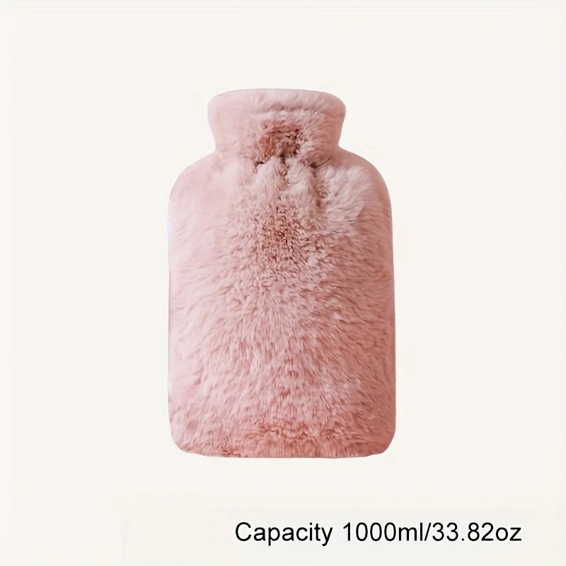 Plush Hot Water Bottle 1L 2L Leakproof Hand Warmer Cramps Relief Winter