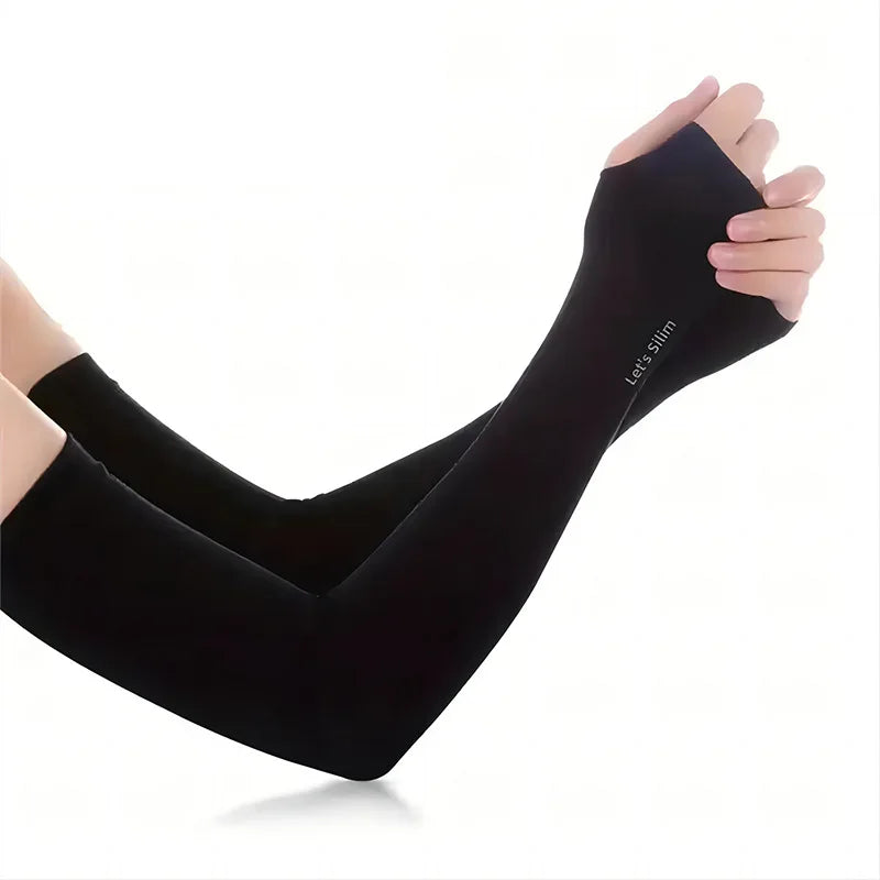 Black Ice Silk Arm Sleeves UV Protection Cooling Sleeves for Sports Outdoor