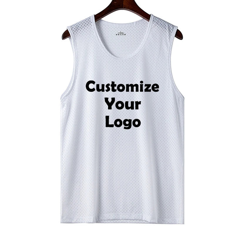 Custom Men Sleeveless Fitness Tank Top Ice Silk Muscle Workout Vest Gym Training Sports Shirt S–4XL