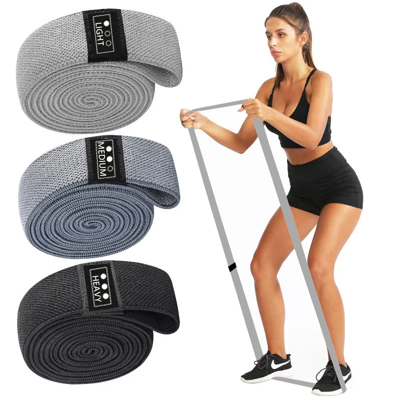 200cm Fabric Resistance Bands Set for Yoga Pilates Stretching Glutes Leg Training