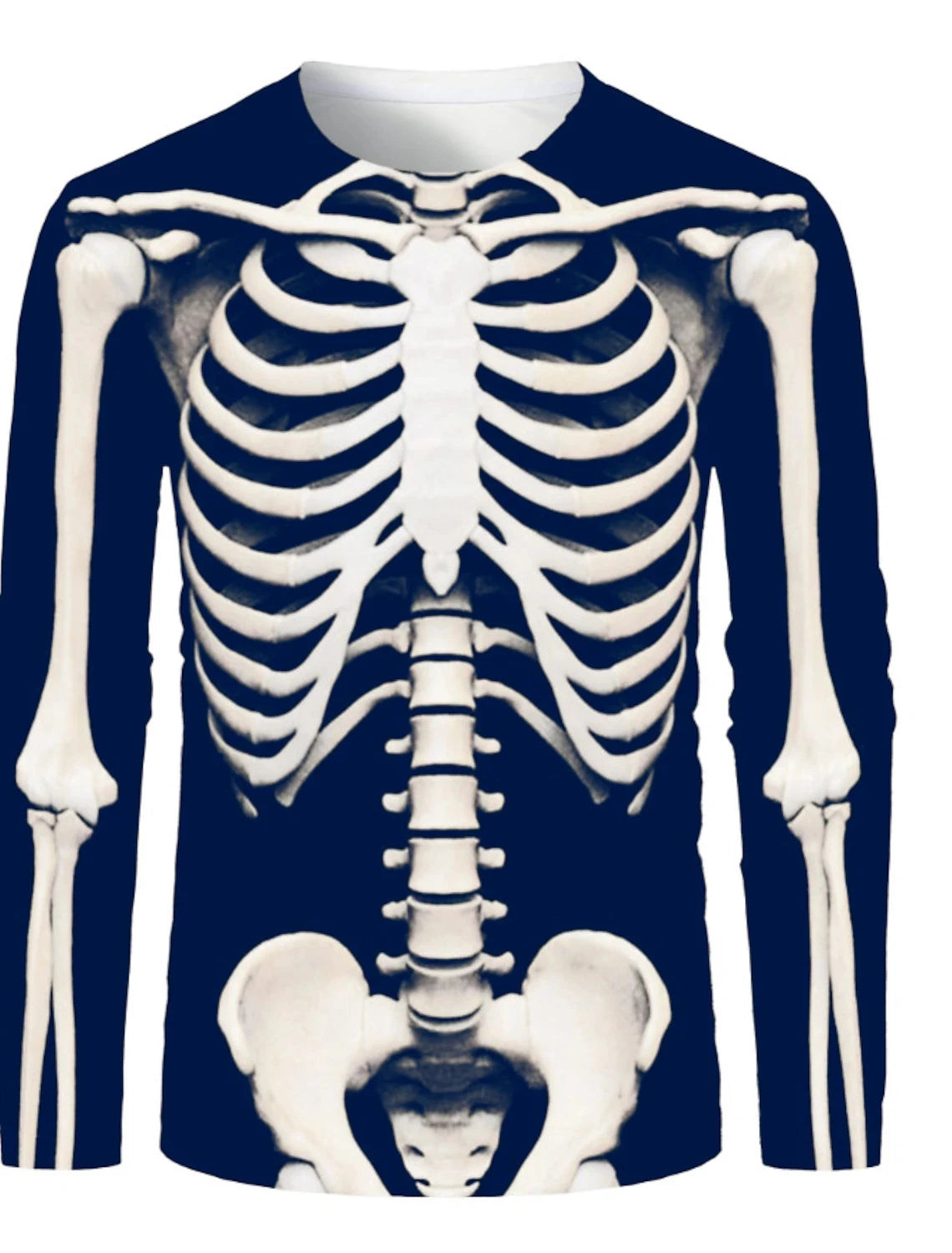 Men 3D Skull Print Long Sleeve T-Shirt O-Neck Halloween Streetwear Fitness Sports Top