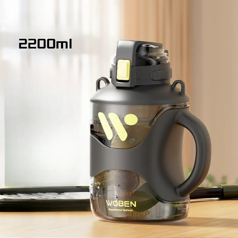 GIANXI 2.2L Large Capacity Sports Water Bottle with Scale Portable Fitness Drinking Kettle