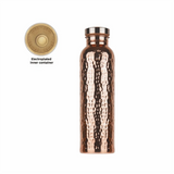 800ml Stainless Steel Water Bottle with Copper Interior – One-Click Lid, Anti-Slip Base & Hammered Design