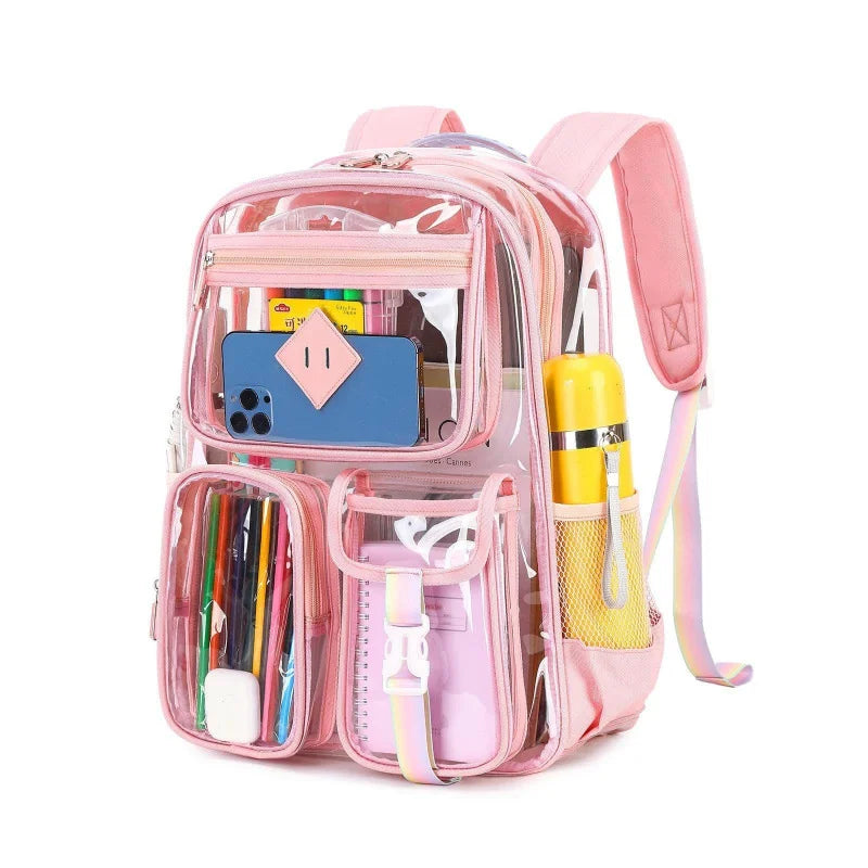 Transparent PVC Waterproof Backpack Large Capacity Fitness Sports School Backpack Outdoor Gym Bag