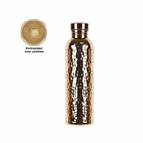 800ml Stainless Steel Water Bottle with Copper Interior – One-Click Lid, Anti-Slip Base & Hammered Design