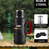 Stainless Steel Thermal Water Bottle with Handle – Large Capacity Insulated Flask for Outdoor, Keeps Hot & Cold Longer