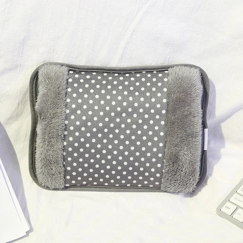 Electric Hot Water Bag Rechargeable Hand Warmer – Soft Plush Heating Pad with EU Plug for Winter Warmth