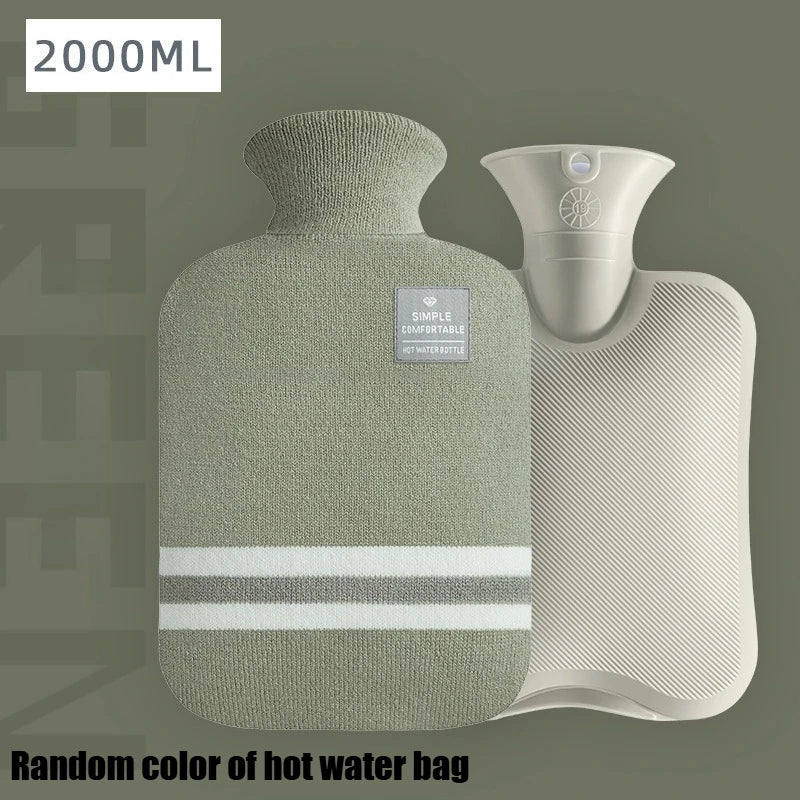 Hot Water Bottle 1000ml 2000ml Plush Cover Cramps Relief Hand Warmer