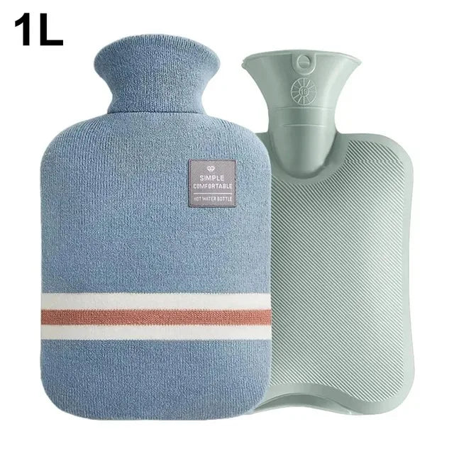 Hot Water Bottle 1L 2L Knitted Cover Leakproof Pain Relief Warmer