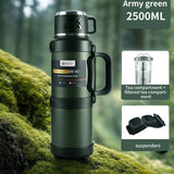 Stainless Steel Thermal Water Bottle with Handle – Large Capacity Insulated Flask for Outdoor, Keeps Hot & Cold Longer