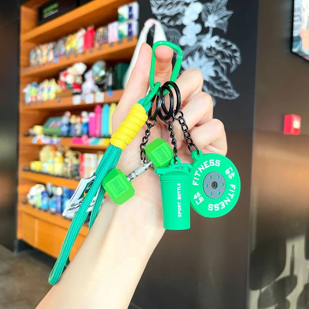 Detachable Barbell Plates Keychain Fitness Dumbbell Pendant Creative Gym Keyring