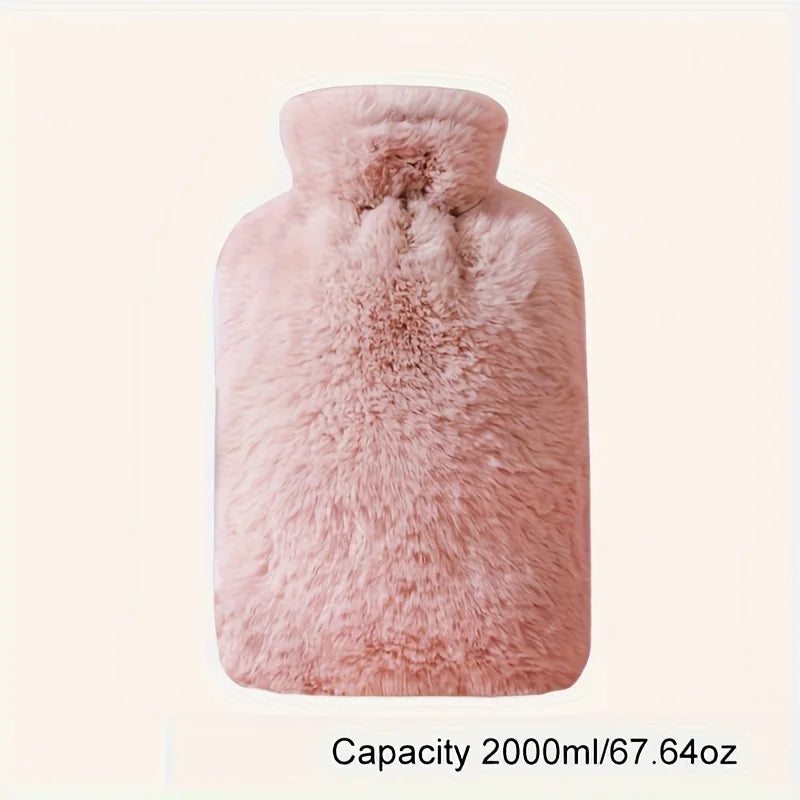 Plush Hot Water Bottle 1L 2L Leakproof Hand Warmer Cramps Relief Winter