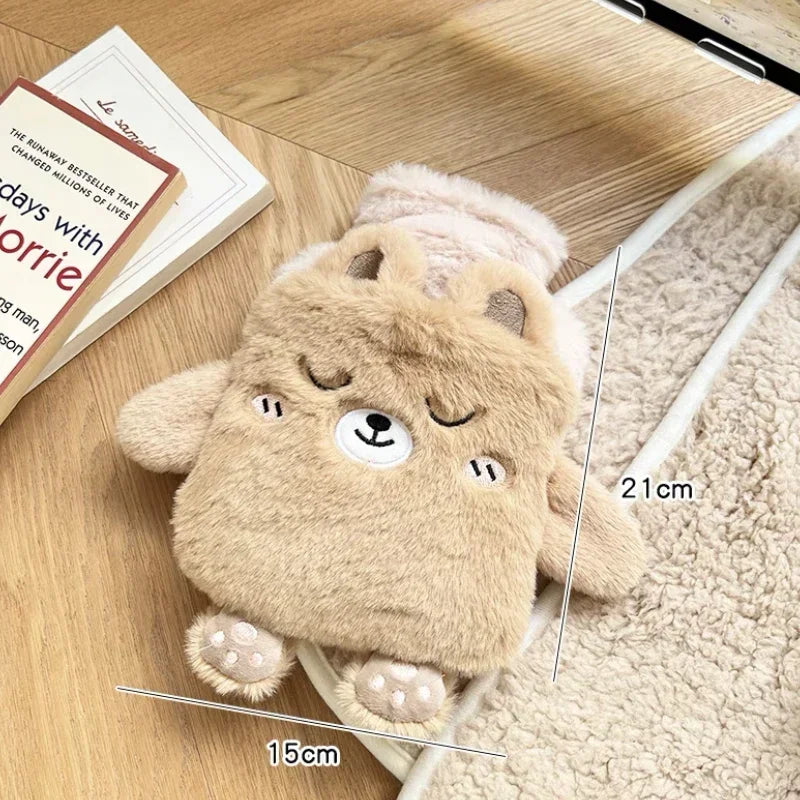 Cute Plush Hot Water Bottle – Leak-Resistant Rubber Heat Bag for Hand, Foot & Body Warmth (400ml/750ml)