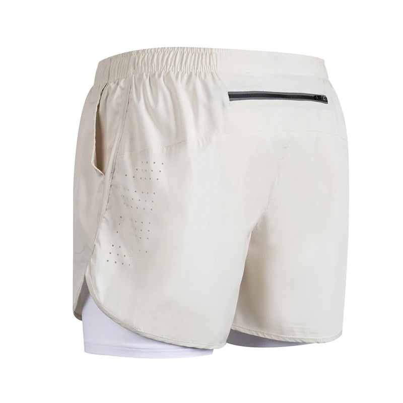 Men’s 2-in-1 Running Shorts Quick Dry Gym Fitness Workout Shorts Summer Sportswear