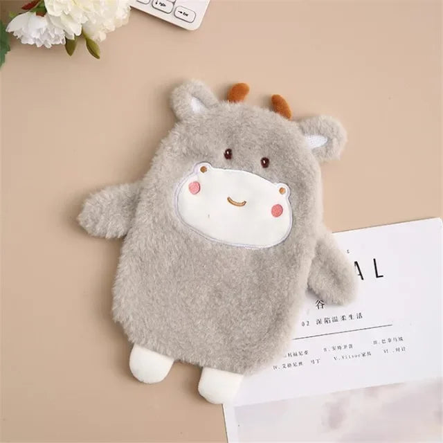 Mini Cute Hot Water Bottle 350ml Plush Cartoon Hand Warmer Leakproof