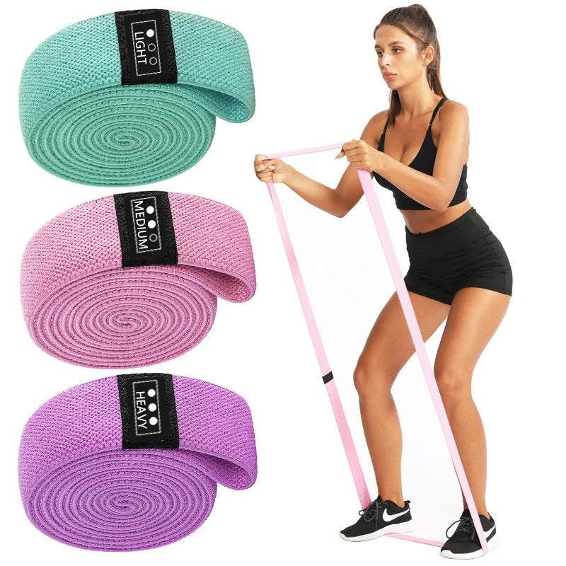 200cm Fabric Resistance Bands Set for Yoga Pilates Stretching Glutes Leg Training