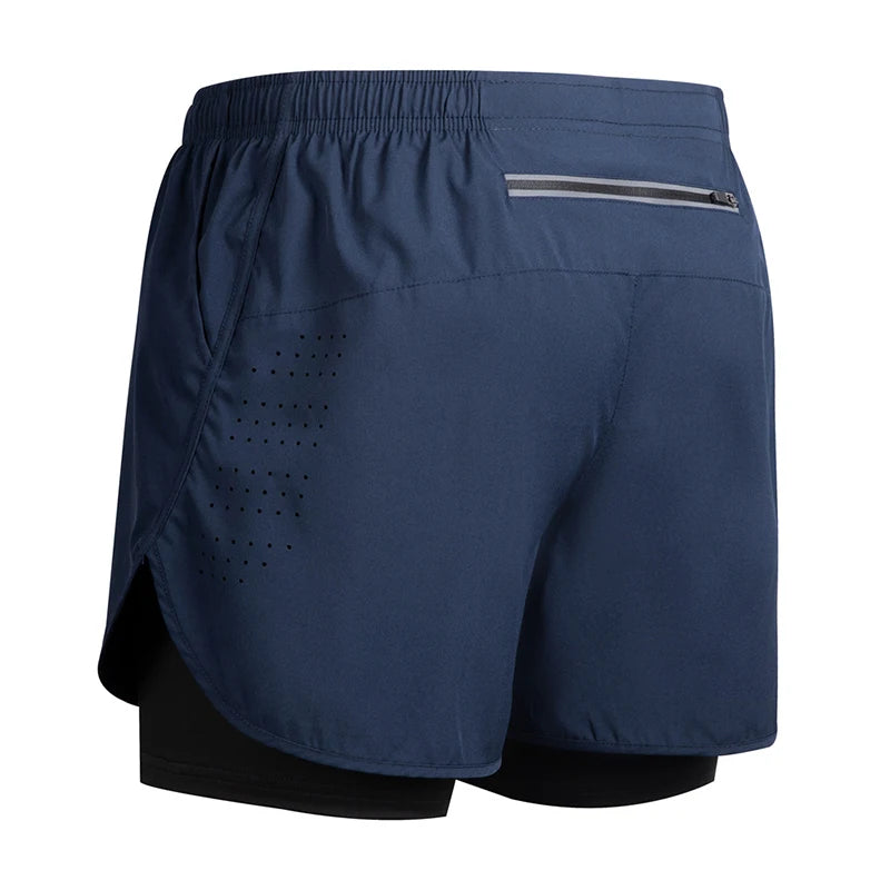 Men’s 2-in-1 Running Shorts Quick Dry Gym Fitness Workout Shorts Summer Sportswear