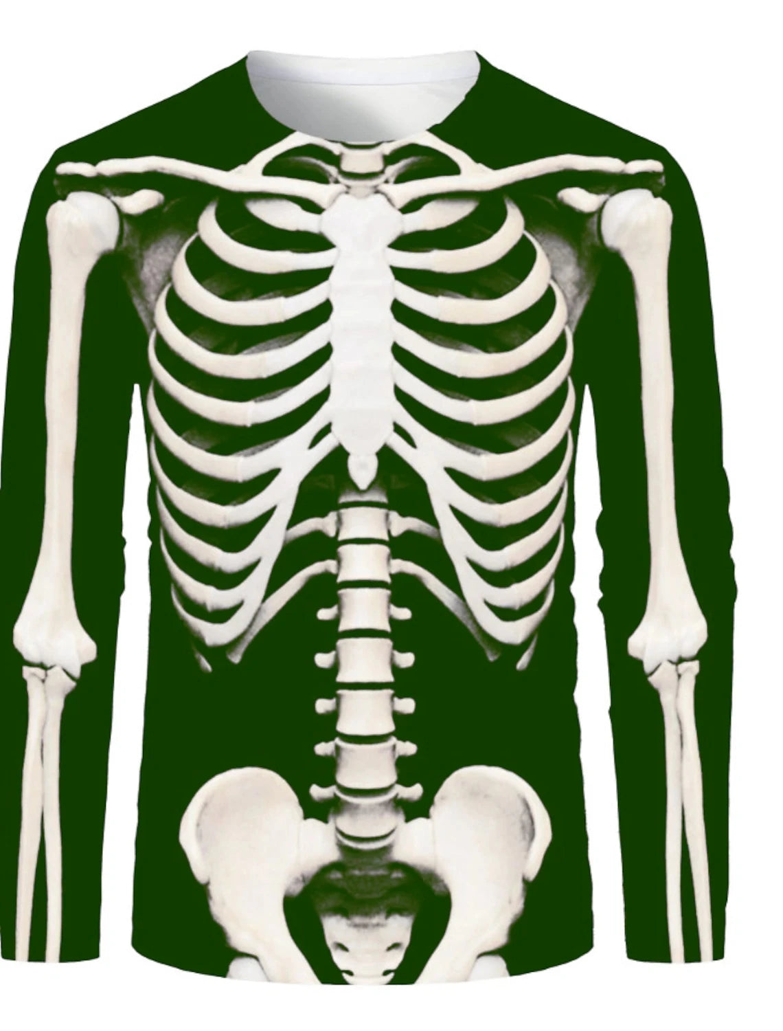 Men 3D Skull Print Long Sleeve T-Shirt O-Neck Halloween Streetwear Fitness Sports Top