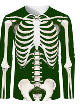 Men 3D Skull Print Long Sleeve T-Shirt O-Neck Halloween Streetwear Fitness Sports Top