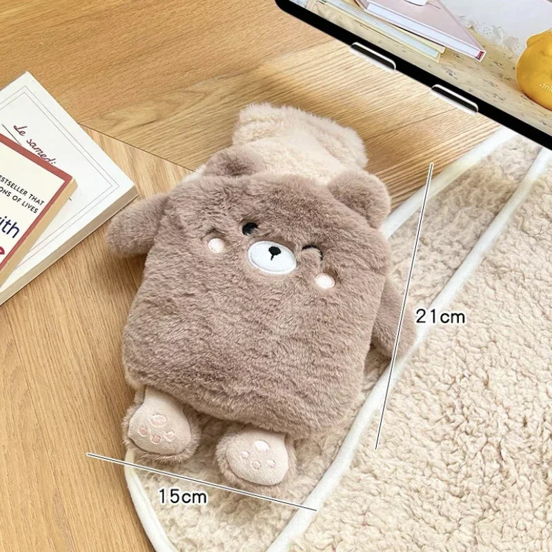 Cute Plush Hot Water Bottle – Leak-Resistant Rubber Heat Bag for Hand, Foot & Body Warmth (400ml/750ml)