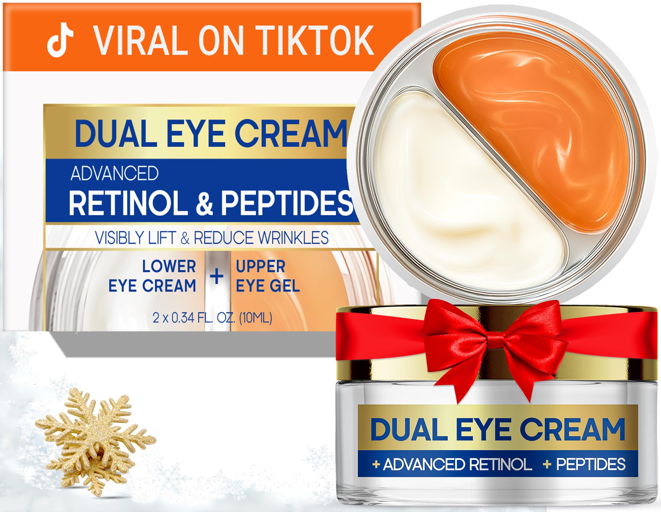 0.68 OZ tube of SKIN ULTIMA Dual Eye Cream featuring Advanced Retinol and Peptides for anti-aging and dark circle treatment.
