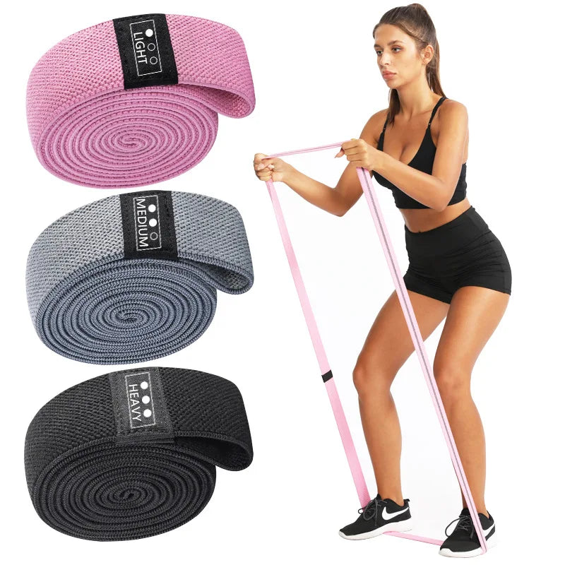 200cm Fabric Resistance Bands Set for Yoga Pilates Stretching Glutes Leg Training