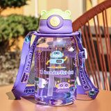 Kids Water Bottle with Straw & Handle Leakproof Sippy Cup Portable
