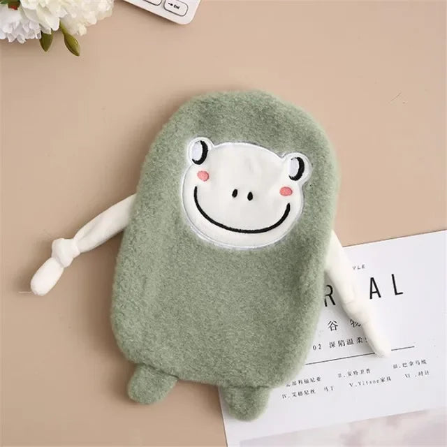 Mini Cute Hot Water Bottle 350ml Plush Cartoon Hand Warmer Leakproof