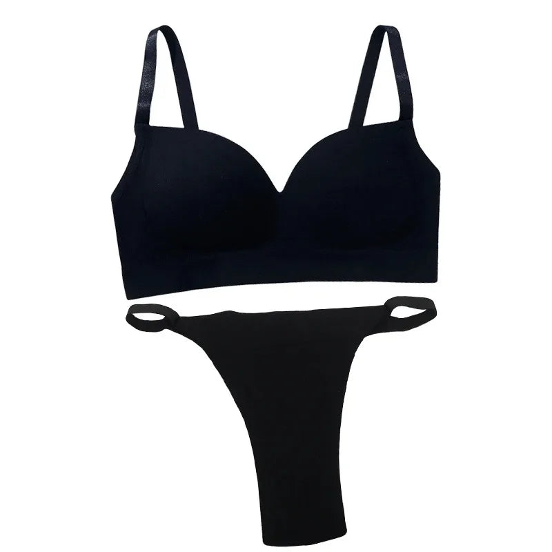 Seamless Women Sports Bra and Panty Set Fitness Lingerie Set Crop Top Style
