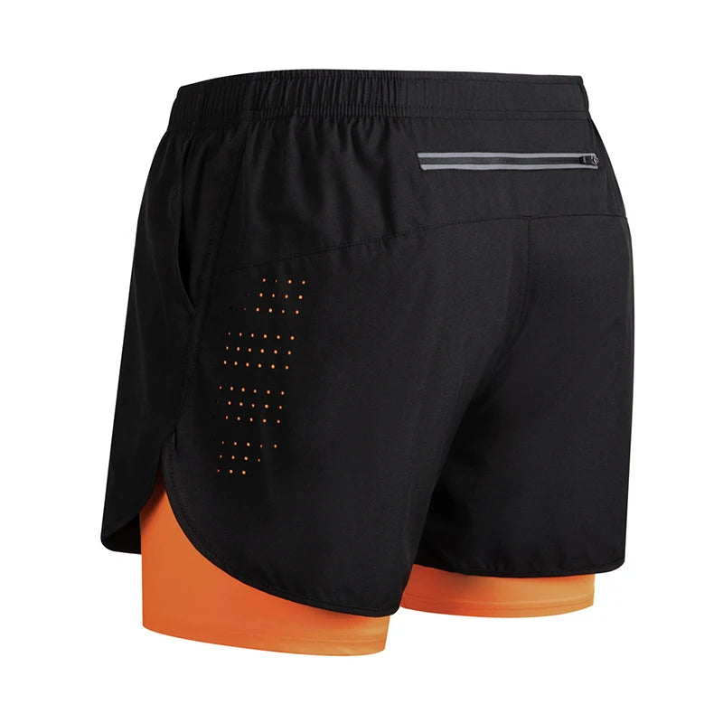 Men’s 2-in-1 Running Shorts Quick Dry Gym Fitness Workout Shorts Summer Sportswear