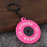 PVC Mini Barbell Plates Keychain Dumbbell Kettlebell Fitness Pendant Gym Bag Charm