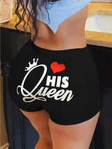 Women Summer Fitness Shorts Love Print Slim Fit Yoga Sports Workout Shorts