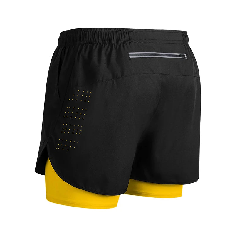 Men’s 2-in-1 Running Shorts Quick Dry Gym Fitness Workout Shorts Summer Sportswear