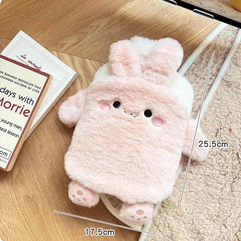 Cute Plush Hot Water Bottle – Leak-Resistant Rubber Heat Bag for Hand, Foot & Body Warmth (400ml/750ml)
