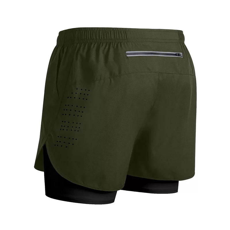 Men’s 2-in-1 Running Shorts Quick Dry Gym Fitness Workout Shorts Summer Sportswear