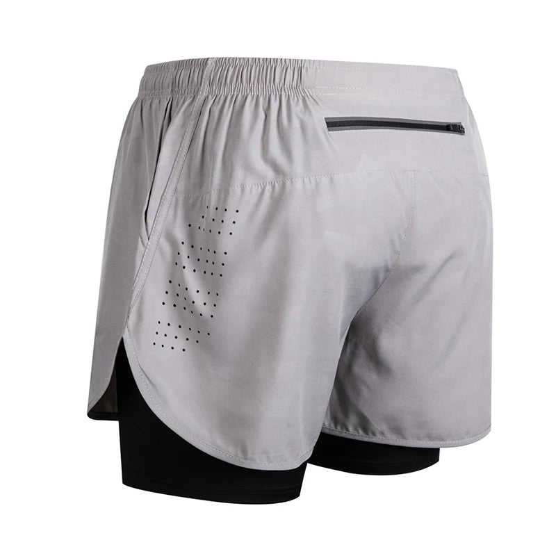 Men’s 2-in-1 Running Shorts Quick Dry Gym Fitness Workout Shorts Summer Sportswear