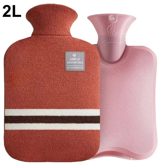 Hot Water Bottle 1L 2L Knitted Cover Leakproof Pain Relief Warmer