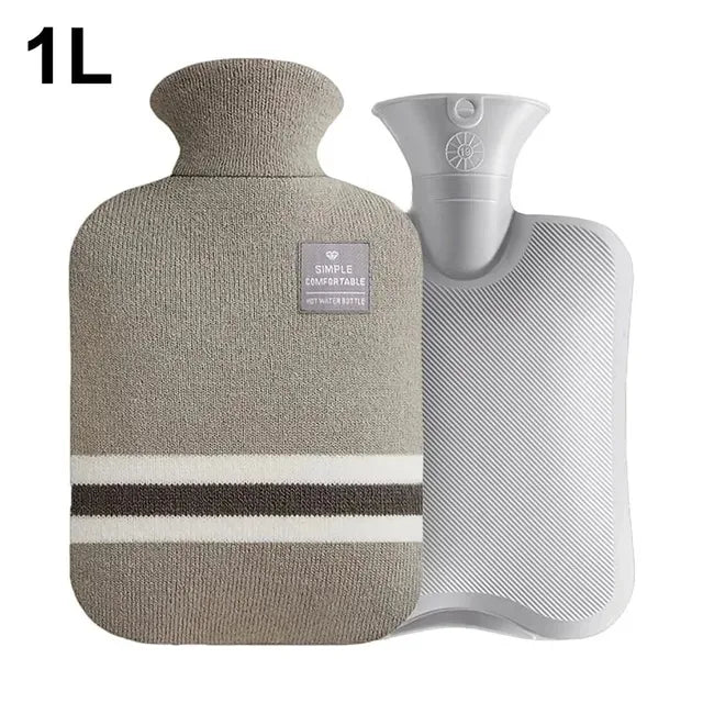 Hot Water Bottle 1L 2L Knitted Cover Leakproof Pain Relief Warmer