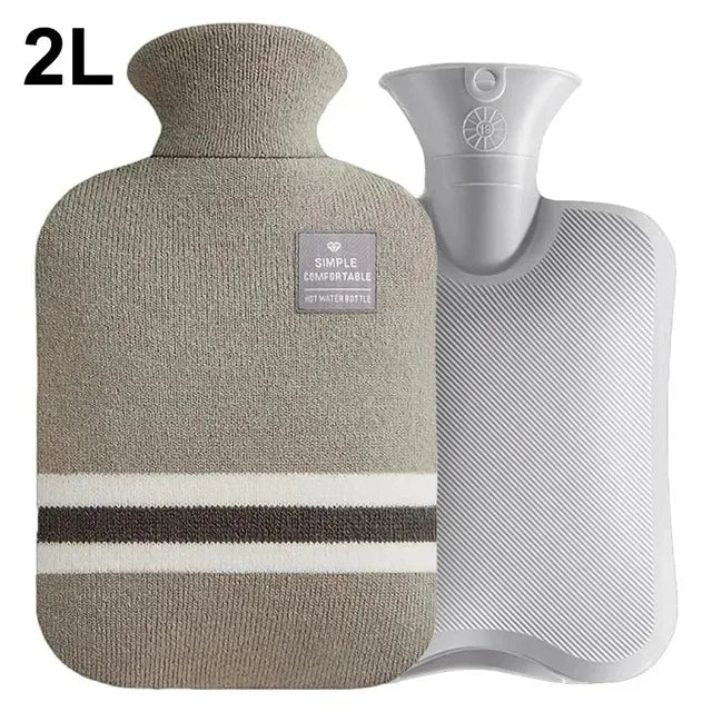 Hot Water Bottle 1L 2L Knitted Cover Leakproof Pain Relief Warmer