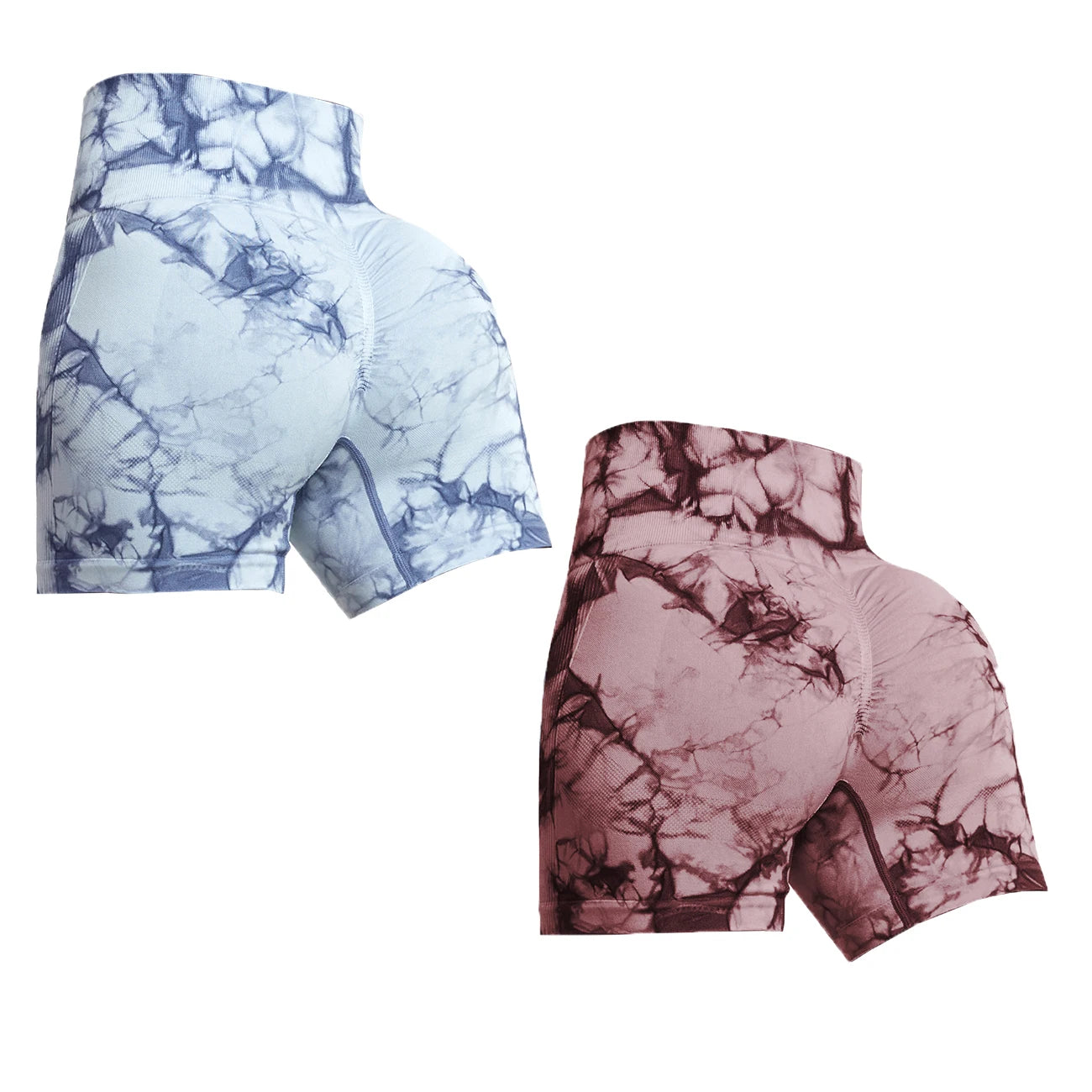 Women Tie Dye High Waist Seamless Fitness Shorts Push Up Yoga Athletic Gym Shorts