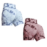 Women Tie Dye High Waist Seamless Fitness Shorts Push Up Yoga Athletic Gym Shorts