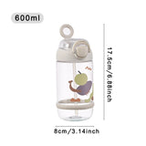 Cute 600ml Water Bottle with Straw – Leak-Resistant Portable Plastic Cup for Kids & Daily Use