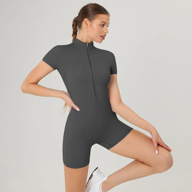 Women Long Sleeve Fitness Jumpsuit One Piece Workout Romper Gym Bodysuit High Stretch Sportswear